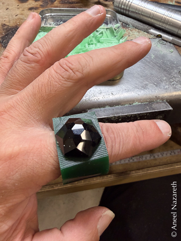 Hollowed out enough to fit on my finger